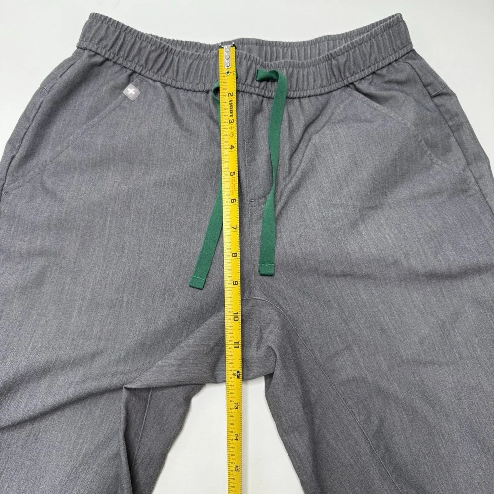 FIGS Mens Tansen Jogger Scrub Pants Graphite Size Small Gray w/ Green Drawstring